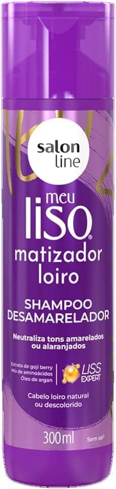 Salon Line, Shampoo, Meu Liso, Matizador Loiro, Vegano - Para Cabelos Lisos Naturais, Alisados ou Relaxados, 300 ml