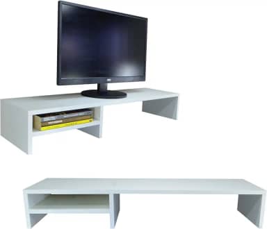 Suporte Para Monitor Elevado Mesa Home Office Setup Gamer Organizador MDF 90cm (Branco)