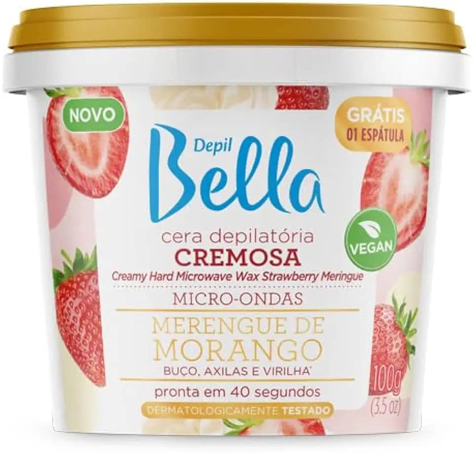 Cera Depilatória Cremosa para Micro-ondas Merengue de Morango Depil Bella 100g