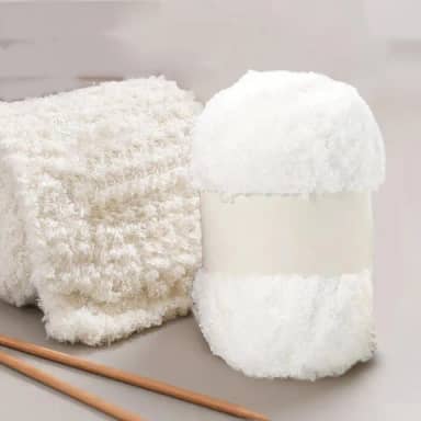 Fio de chenille de cores vibrantes para a pele – para fazer cachecóis quentes, chapéus e itens de decoração de casa, tricô e crochê, branco
