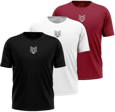 Kit 3 Camisetas Dry Performance Lobo Geométrico, Tecnologia Dry Fit, 100% Poliéster