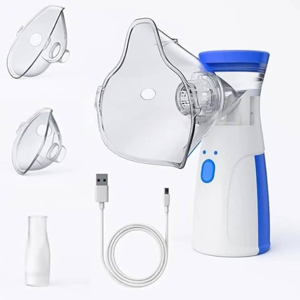 Inalador Nebulizador Ultrassônico Portátill, Compacto e Silencioso, Sem fio | Com 2 Máscaras e Bico de Inalação | para Crianças e Adultos