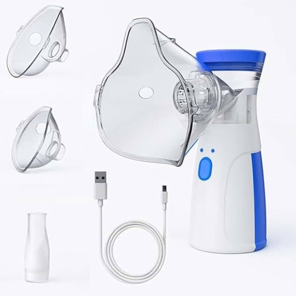 Inalador Nebulizador Ultrassônico Portátill, Compacto e Silencioso, Sem fio | Com 2 Máscaras e Bico de Inalação | para Crianças e Adultos