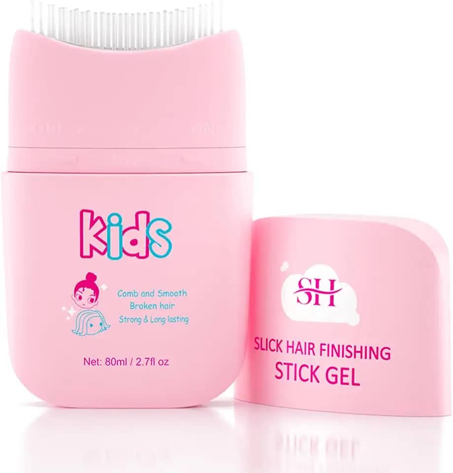 gowwim Novo Gel de Cabelo Infantil, Bastão de Cera de Cabelo Infantil para Controle de Bordas de Cabelo, Bastão de Acabamento de Cabelo com Integração de Pente Projetado para Crianças, Ingredientes Naturais, Adequado para Todos Os Estilos de Cabelo.