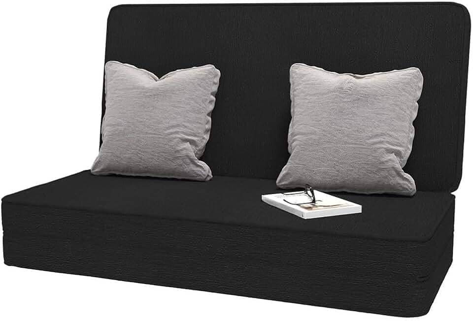 Cama Sofá Dobrável Casal e Solteiro Preto - Modelo Versátil 3 em 1: Sofá, Cama Box e Cadeira Espreguiçadeira, Colchão para Base Cama Box, Sala, Quarto ou Escritório(Solteiro)
