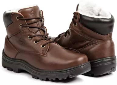 Bota Masculina de Inverno em Couro Forrada com Lã Imperméavel - Hamburgo