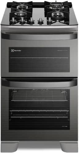 Fogão 4 bocas Electrolux Preto Expert com Duplo Forno, Função Air fryer e Mesa de Vidro (FE4AD) 220V