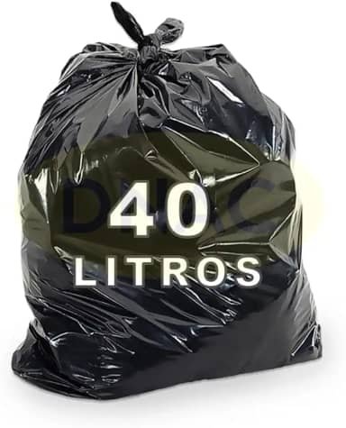 Saco De Lixo Preto 40L 43x53cm 3,5 Micras Para Coleta Seletiva Com 100 unidades - Dnac