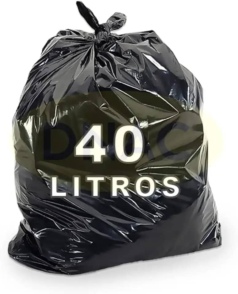 Saco De Lixo Preto 40L 43x53cm 3,5 Micras Para Coleta Seletiva Com 100 unidades - Dnac