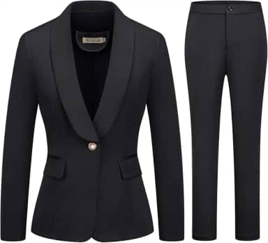 Conjunto de 2 peças de terno de negócios feminino, um botão, cor lisa, blazer