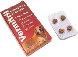 Anti Carrapatos, vermes, pulgas e sarnas - 4 Comp Mastigáveis para 15kg cada - sabor Carne