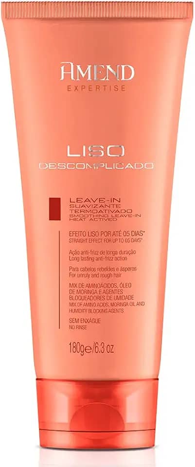 Leave-in Suavizante Com Proteção Térmica Amend Expertise Liso Descomplicado, 180g, Com Ação Bloqueadora Da Umidade Que Prolonga O Efeito Antifrizz