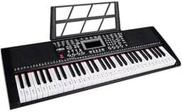 Teclado Musical Arranjador, 61 Teclas, 200 Timbres, 200 Ritmos, Display LED, com Microfone e Fonte 9V