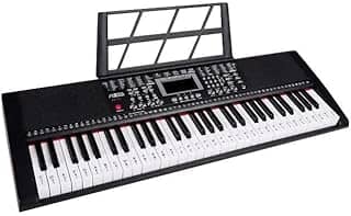 Teclado Musical Arranjador, 61 Teclas, 200 Timbres, 200 Ritmos, Display LED, com Microfone e Fonte 9V