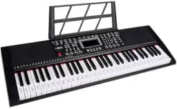 Teclado Musical Arranjador, 61 Teclas, 200 Timbres, 200 Ritmos, Display LED, com Microfone e Fonte 9V