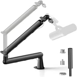 Abacafly Braço Articulado Microfone, Suporte Microfone, Braço Articulado, Suporte Microfone Mesa com Clipe de Montagem e Slot para Gerenciamento de Cabos