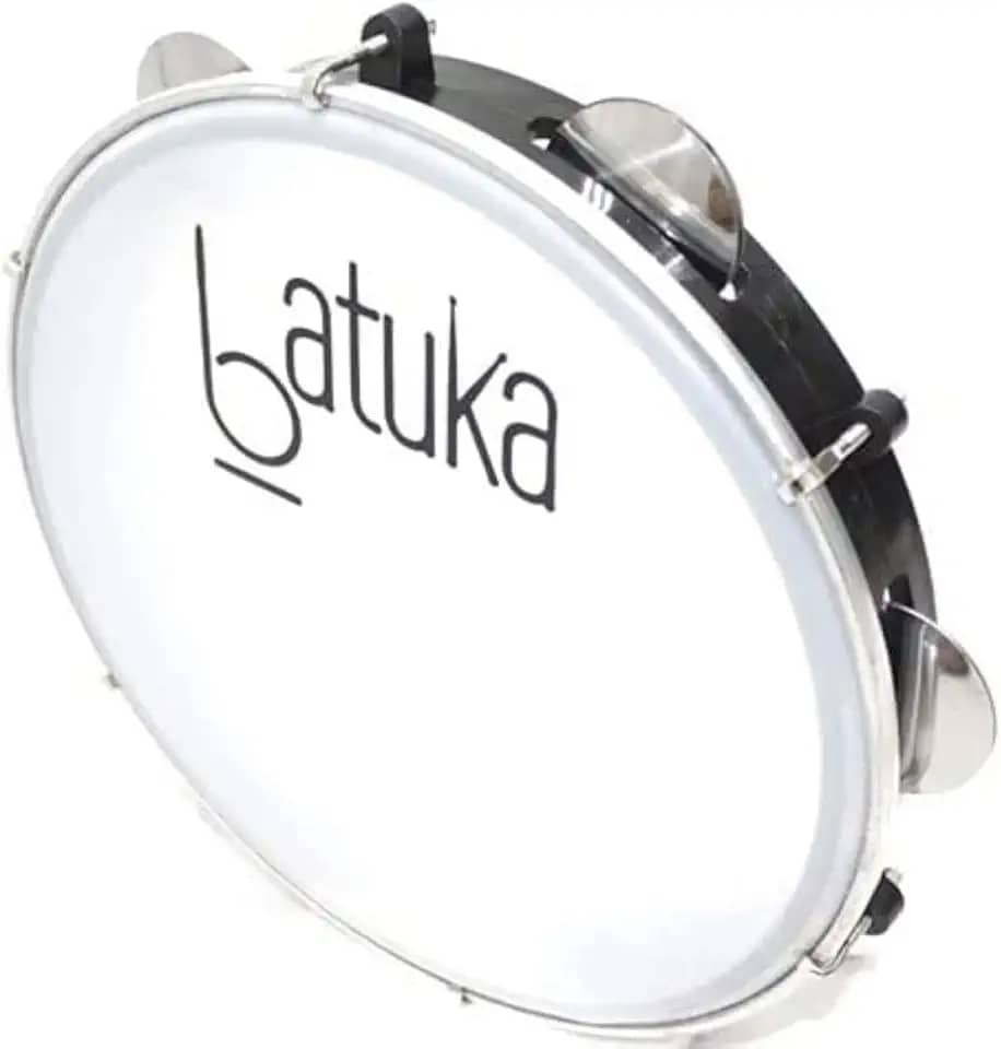 Pandeiro 10' Abs Preto Plat Inox Pele Leitosa Batuka