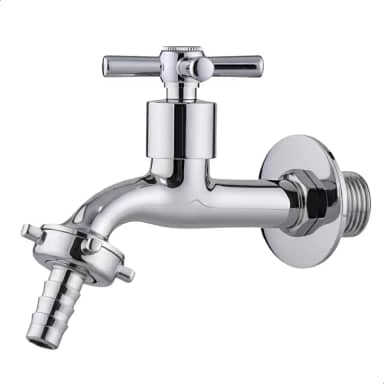 Torneira Curta Parede 1/2" Jardim, Tanque, Lavanderia e Área Externa SOFTINOX — Metal e ABS, 1/4 de Volta, Bico Removível 3/4 (C-31)