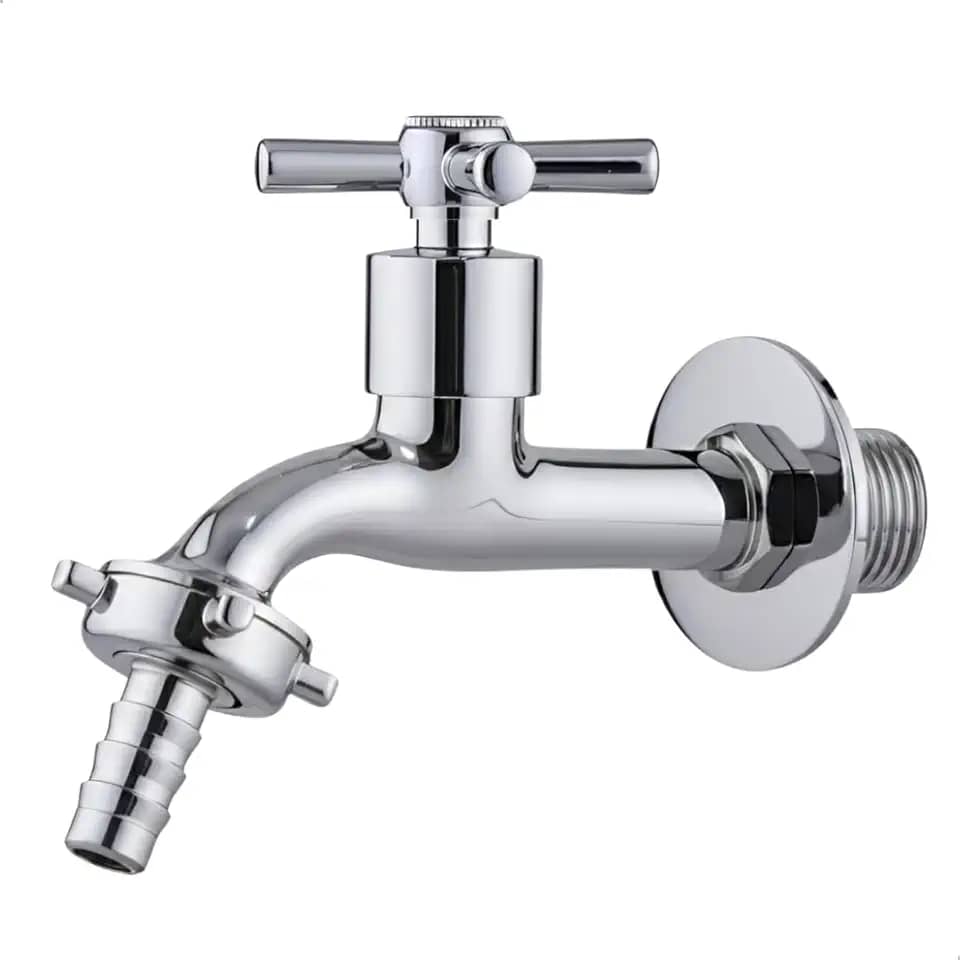 Torneira Curta Parede 1/2" Jardim, Tanque, Lavanderia e Área Externa SOFTINOX — Metal e ABS, 1/4 de Volta, Bico Removível 3/4 (C-31)