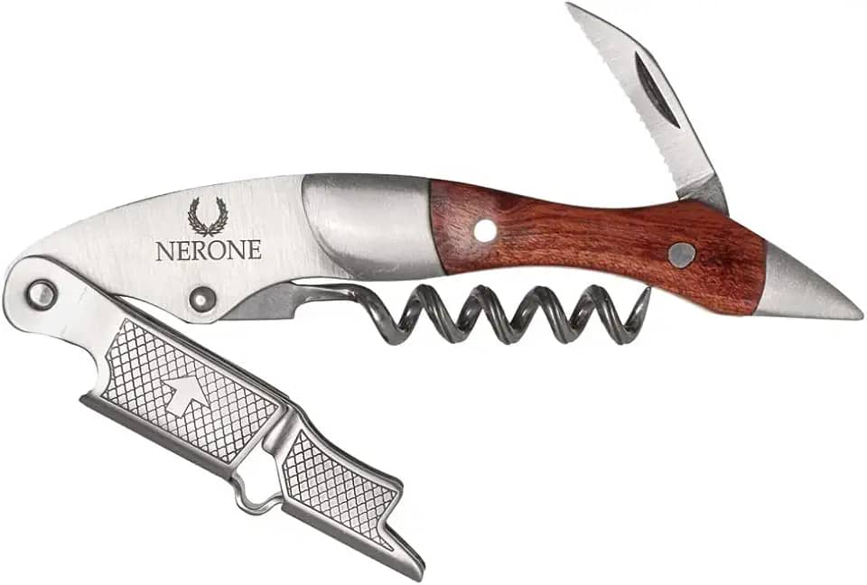 Abridor saca-rolhas Sommelier Pro NERONE aço inox rosewood