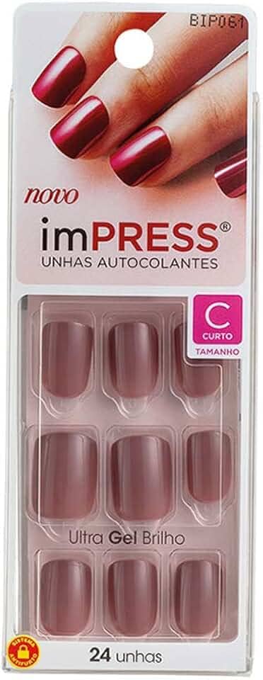 Unhas Autocolantes Impress Color Curto Summer Nude, Kiss New York