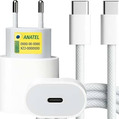 Carregador Turbo Tipo C compativel com iPhone 15, 15 pro,15 Pro Max, iPhone 16, 16 pro, 16 pro Max, Compativel c/IOS/Android/XIAOMI, Super Rapido, Fonte Entrada Tipo-C