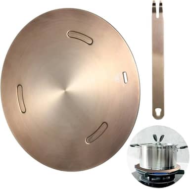 Placa conversora para proteção de utensílios de cozinha, placa adaptadora de indução de aço inoxidável, difusor de calor de 28 cm para fogão elétrico a gás, anel de indução fervente com alça