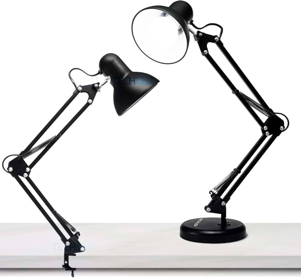 Luminária Articulada De Mesa Abajur Tipo Pixar Com Base E Garra (Preto)