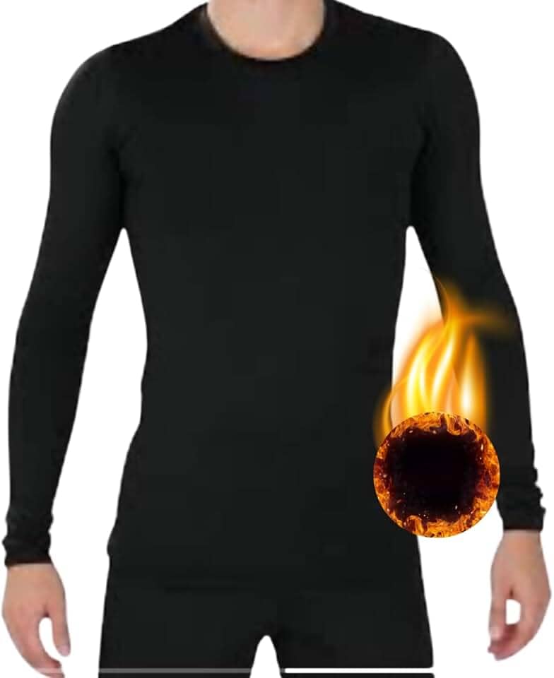 Blusa Termica Masculina Inverno Segunda Pele Forrada Flanelada Manga Longa Preto