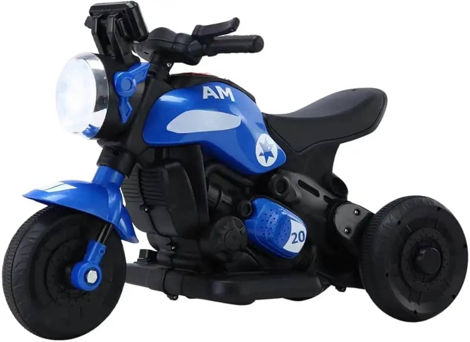 Moto Elétrica Infantil Azul Primeira Moto 6v com Luz Led e Música