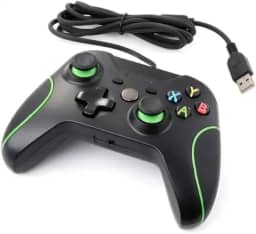 Controle Manete Com Fio Usb Compatível Com Xbox One Pc Gamer Cor Preto