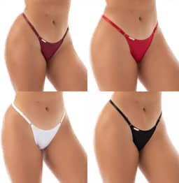 Kit 4 Calcinhas Tangas Fio Dental com Regulagem | Tanga Sol