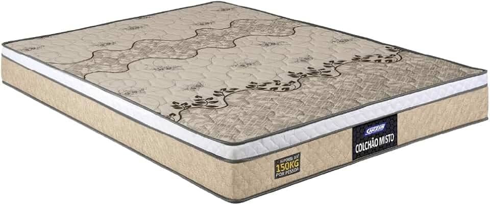 Colchão Casal Espuma D33 Fort 138x188x21cm Cinza/Branco - Suporta até 150kg por Pessoa