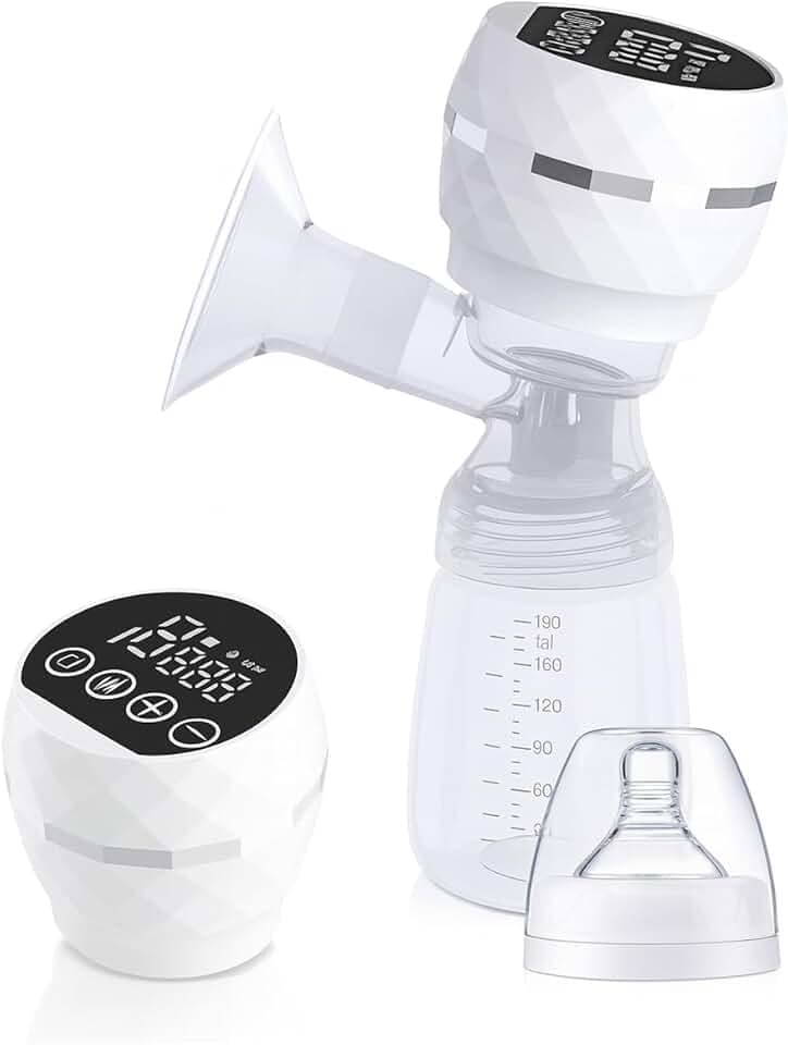 Bomba Tira Leite Materno Elétrica Portátil Recarregável USB – Extratora de leite 9 Níveis de Sucção, Silenciosa, Livre de BPA, com Mamadeira e Cabo Tipo C (Branco)