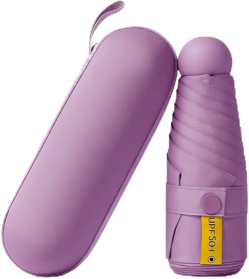 Guarda chuva de Bolso Ultra Compacto e Versátil – Mini Guarda-chuva Dobrável com Proteção UV, Leve e Portátil – Inclui Estojo Estilo Cápsula para Chuva e Sol