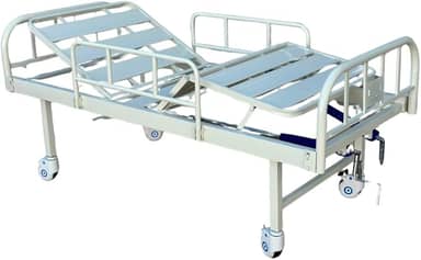 Cama Hospitalar Manual 2 Movimentos, Estrutura em Aço Carbono, Grades de Proteção, Rodas com Freio, Capacidade 180kg