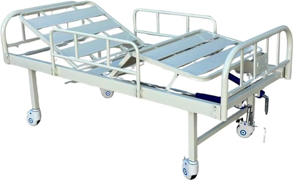 Cama Hospitalar Manual 2 Movimentos, Estrutura em Aço Carbono, Grades de Proteção, Rodas com Freio, Capacidade 180kg