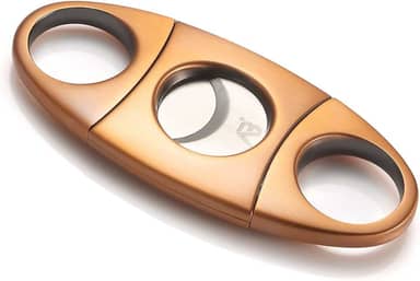 ALASKA BEAR - Cortador de charutos bronze antigo de aço inoxidável guilhotina lâmina de corte duplo em bolsa de presente preta