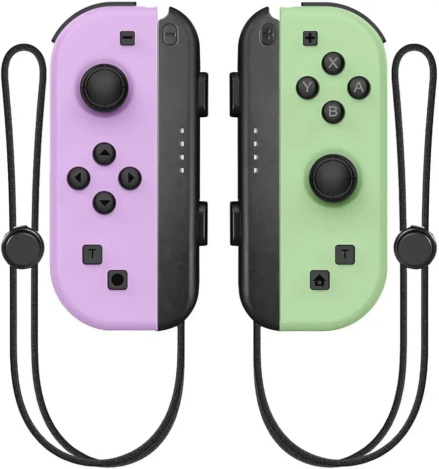 Controle de substituição para Nintendo Switch, alternativas para esquerdo e direito, controle de interruptor com suporte Turbo (Verde e roxo com cordão)