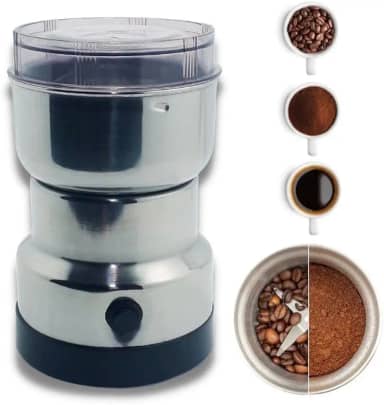 Moedor Elétrico de Café e Grãos, Triturador Multifuncional em Aço Inoxidável, Potência 150W para Café, Sementes e Especiarias, com Tampa Transparente, 110V