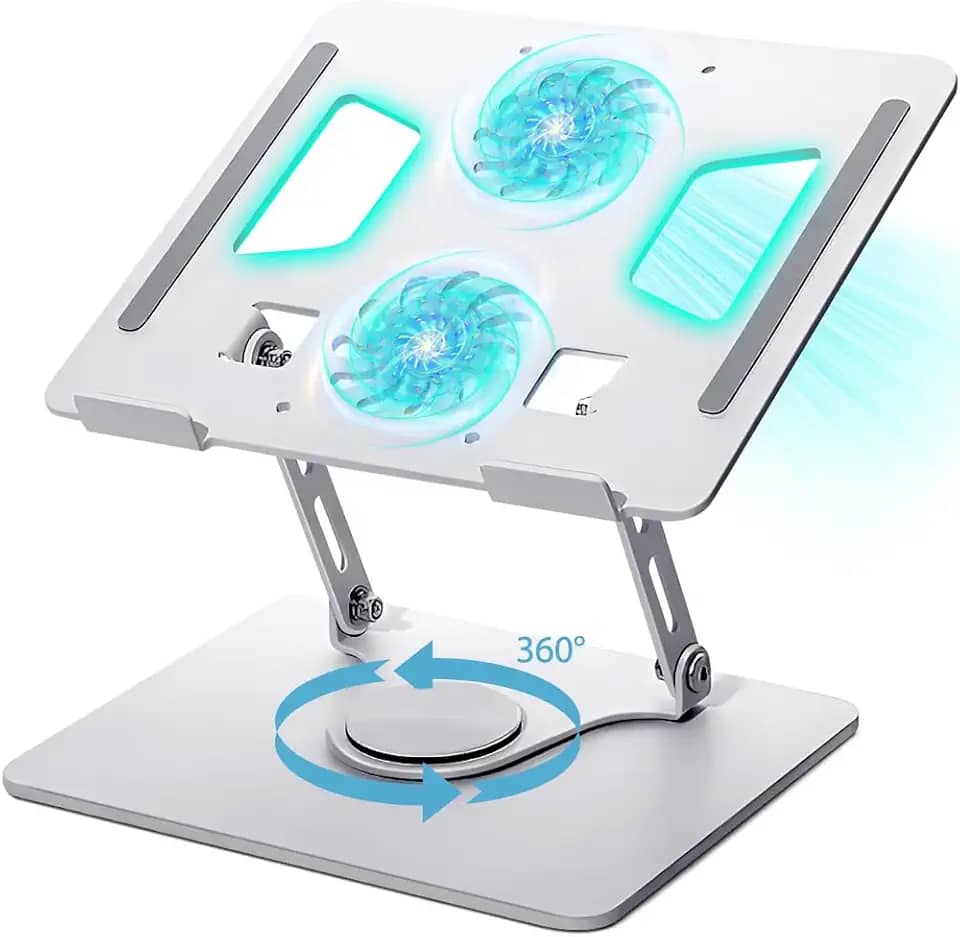 Suporte para Notebook e Tablet de Mesa Com Rotação - Base e Apoio para Notebook - Branco