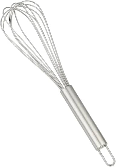 Batedor de Ovos Inox Manual Fuê de Aço para Massas, Claras em Neve, Cremes e Molhos – Mini Mixer Portátil e Ergonômico