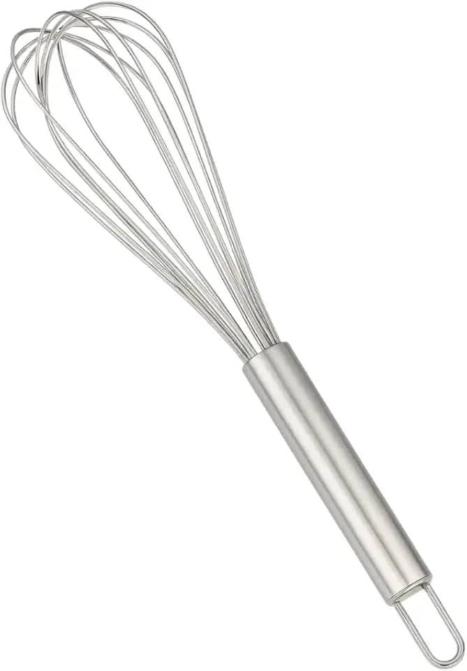 Batedor de Ovos Inox Manual Fuê de Aço para Massas, Claras em Neve, Cremes e Molhos – Mini Mixer Portátil e Ergonômico