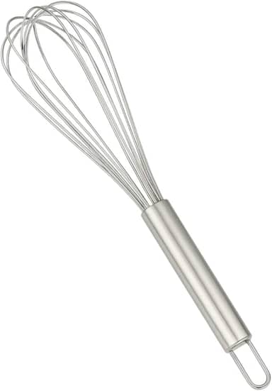 Batedor de Ovos Inox Manual Fuê de Aço para Massas, Claras em Neve, Cremes e Molhos – Mini Mixer Portátil e Ergonômico