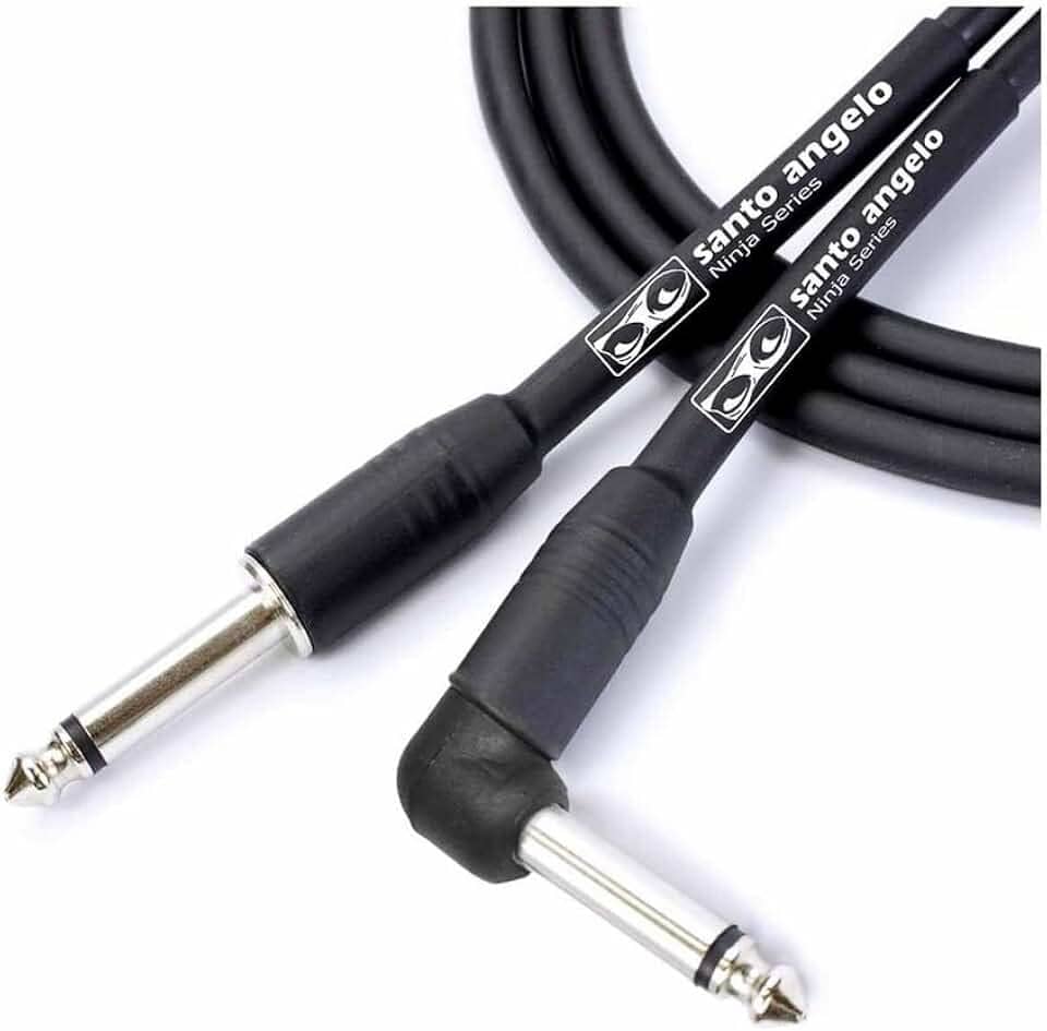 CABO DE GUITARRA NINJA L CABLE 0,20 MM CONECTOR P10/P10 90° 10FT 3,05 METRO PRETO - SANTO ANGELO