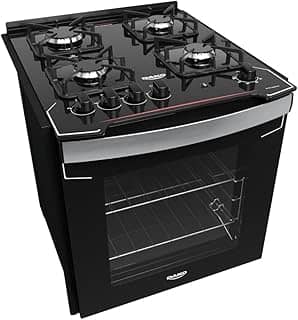 Fogão de Embutir 4 Bocas Preto com Mesa de Vidro Dako Diplomata Bivolt