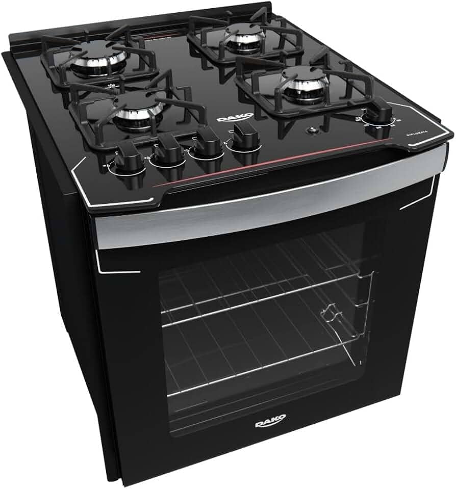 Fogão de Embutir 4 Bocas Preto com Mesa de Vidro Dako Diplomata Bivolt