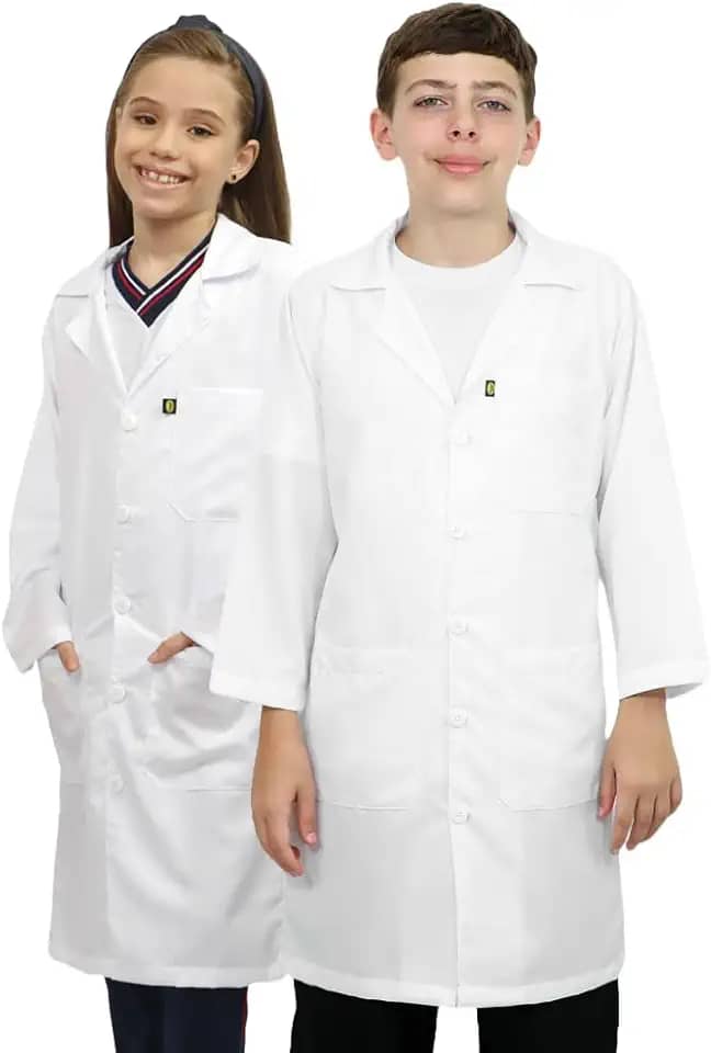 Jaleco infantil laboratório escolar unissex algodão branco