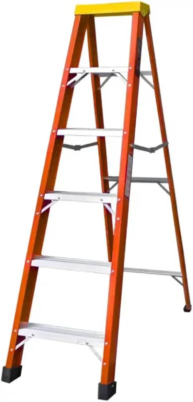 Escada De Alumínio E Fibra De Vidro 5 Degraus Residencial 1,80m Raf-05 Sintese - Leve E Segura