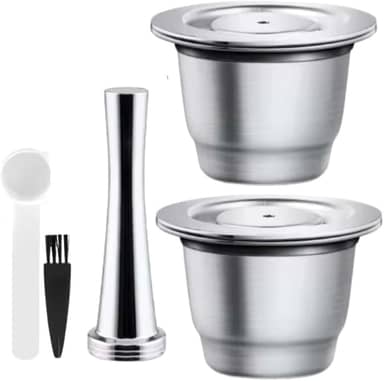 Cápsula Inox Reutilizável Kit 02 cápsula espresso + 1 Tamper, Cápsulas de café recarregáveis de aço inoxidável compativel com cafeteira - CITIZ C112 - CREATISTA PLUS - ESSENZA MINI C30 - INISSIA C40